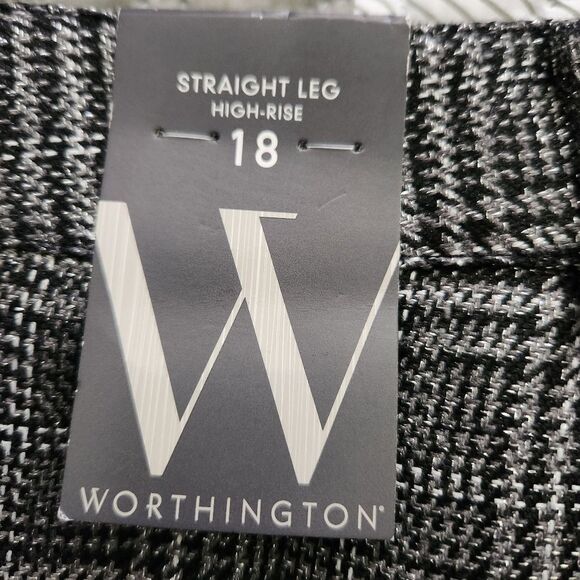 Worthington Womens Metallic Plaid Trousers Straight Leg Size 18 - Picture 5 of 9